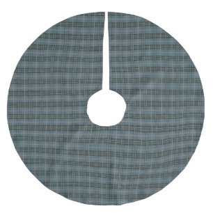 Hand Drawn Dusty Blue Plaid Tartan Pattern Brushed Polyester Tree Skirt