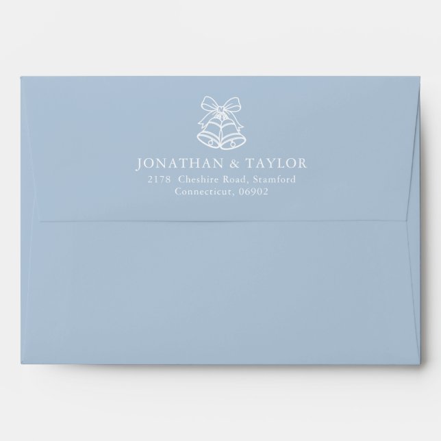 Hand Drawn Dusty Blue Wedding Envelope (Back (Top Flap))