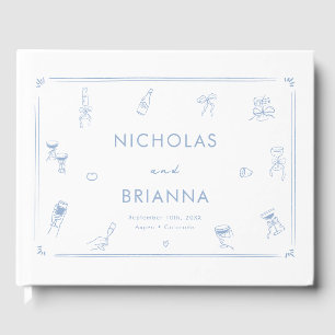 Hand Drawn Dusty Blue Wedding Guest Book
