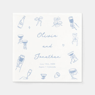 Hand Drawn Dusty Blue Wedding Napkins