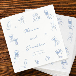 Hand Drawn Dusty Blue Wedding Napkins