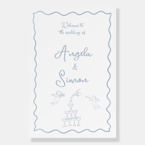 Hand drawn Dusty Blue Wedding Welcome Sign