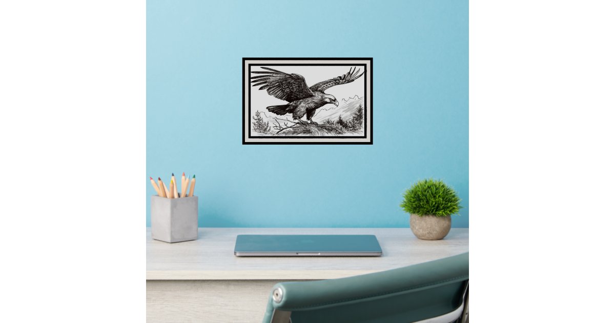 HAND DRAWN EAGLE WALL DECAL Zazzle