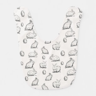 Hand-drawn Easter Bunnies Pattern   Baby Bib