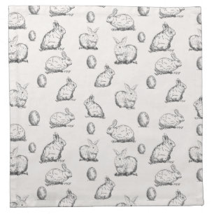 Hand-drawn Easter Bunnies Pattern Cloth Napkin