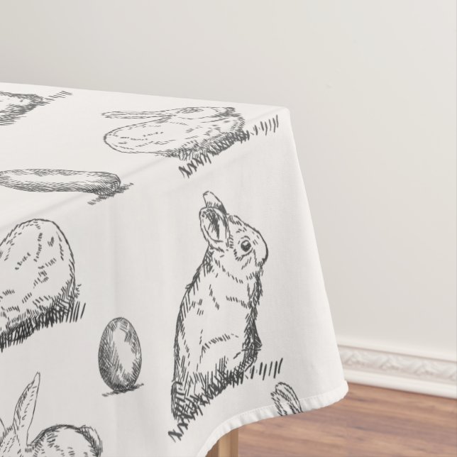 Hand-drawn Easter Bunnies Pattern | Tablecloth (In Situ)