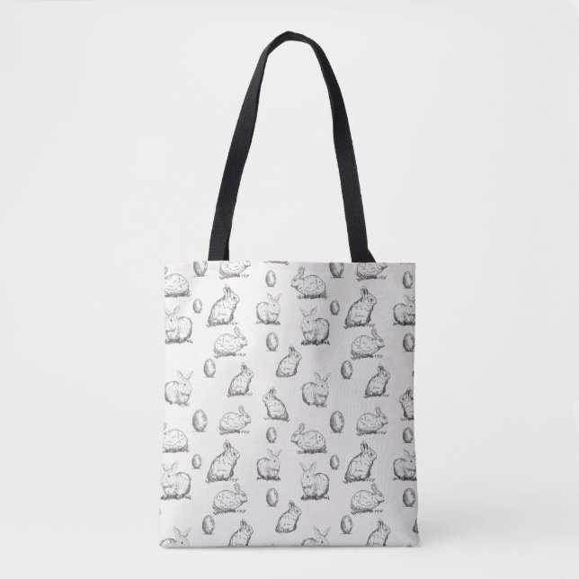 Hand-drawn Easter Bunnies Pattern | Tote Bag (Front)