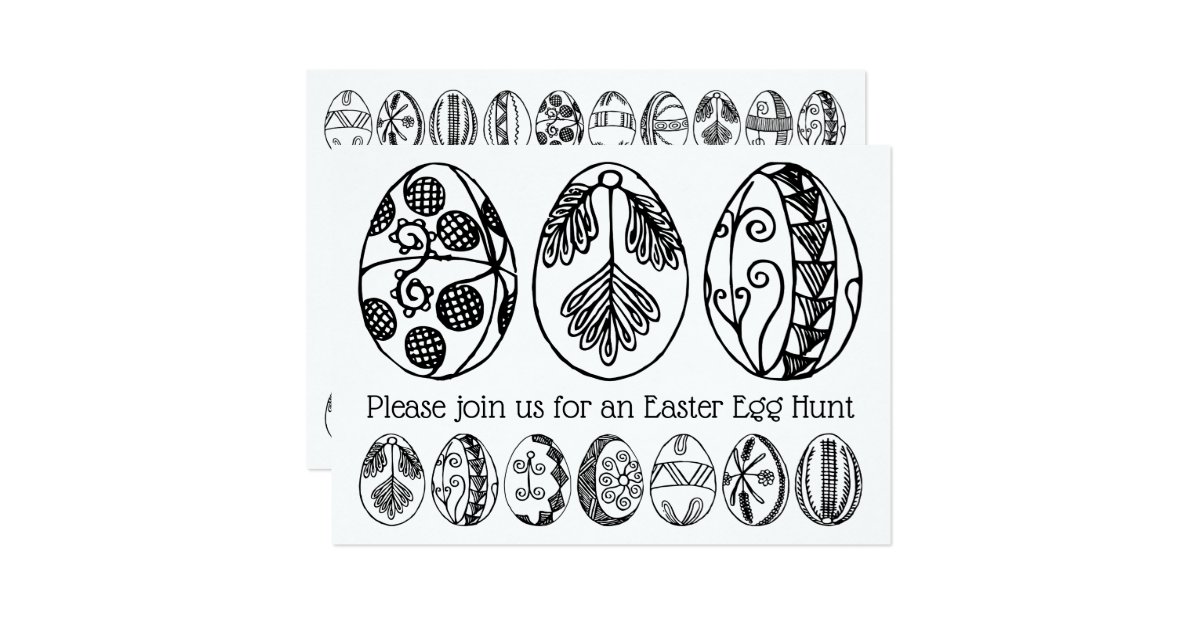Hand Drawn Easter Egg Hunt Coloring Invitation | Zazzle.com