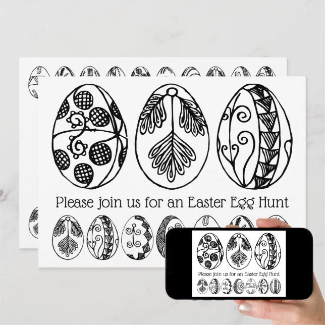 Hand Drawn Easter Egg Hunt Coloring Invitation | Zazzle