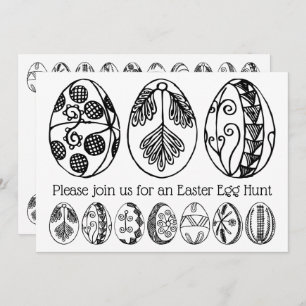 Hand Drawn Easter Egg Hunt Coloring Invitation