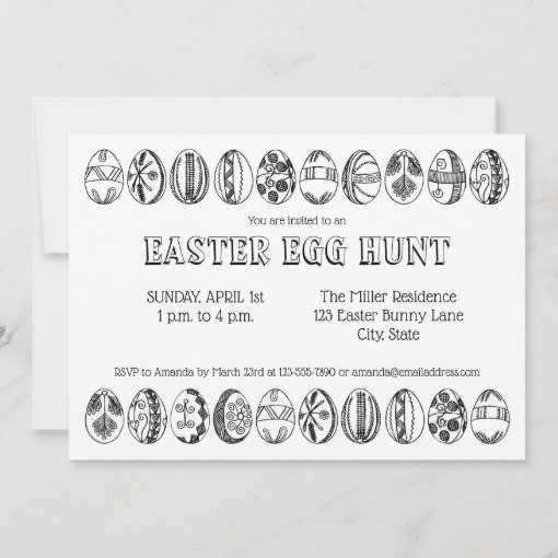 Hand Drawn Easter Egg Hunt Coloring Invitation | Zazzle