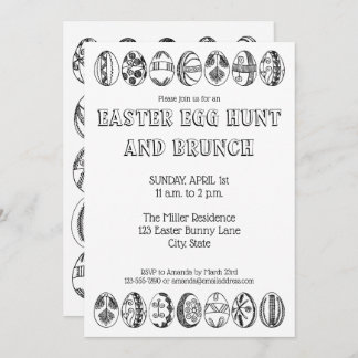 Hand Drawn Easter Eggs Coloring Easter Invitation