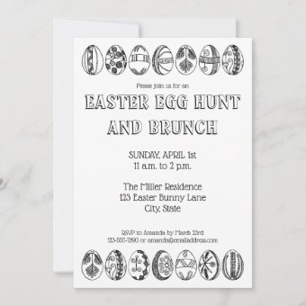Hand Drawn Easter Eggs Coloring Easter Invitation | Zazzle