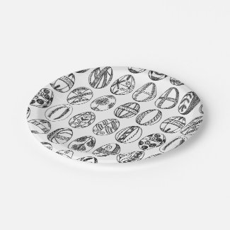Hand Drawn Easter Eggs Line Drawing, Easter Party Paper Plate