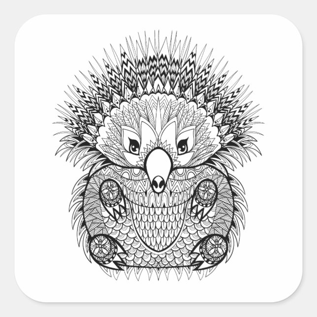 Hand Drawn Echidna Doodle Square Sticker (Front)