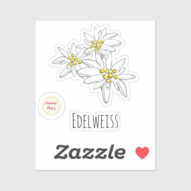 Hand-Drawn Edelweiss Alpine Wildflower Whimsical  Sticker (Sheet)