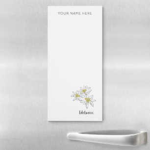 Hand-Drawn Edelweiss Personalized Botanical Magnetic Notepad
