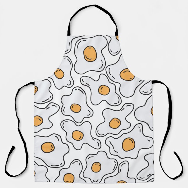 Hand-Drawn Eggs Fun Seamless Pattern Apron (Front)
