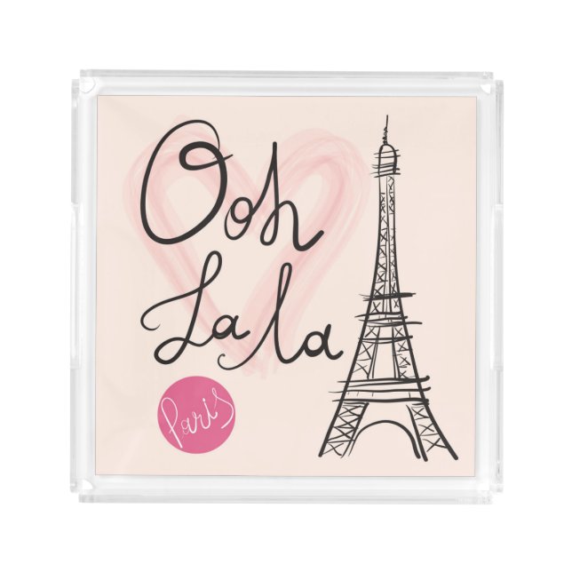 Hand Drawn Eiffel Tower Acrylic Tray (Front)