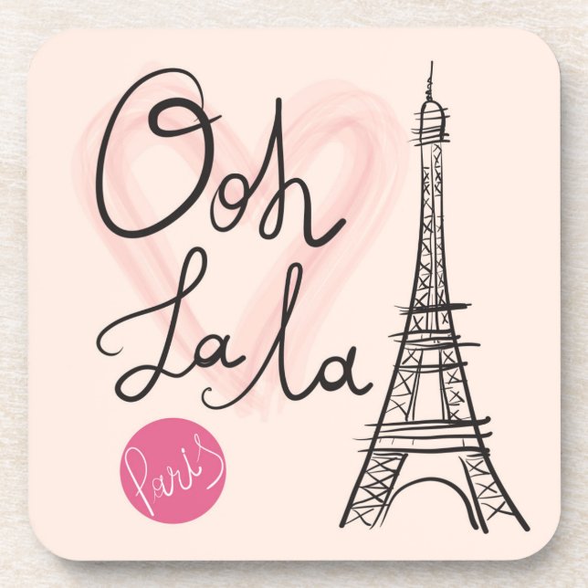 Hand Drawn Eiffel Tower Beverage Coaster (Front)