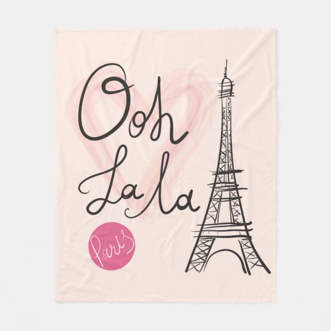 Hand Drawn Eiffel Tower Fleece Blanket (Front)