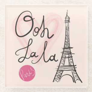 Hand Drawn Eiffel Tower Glass Coaster