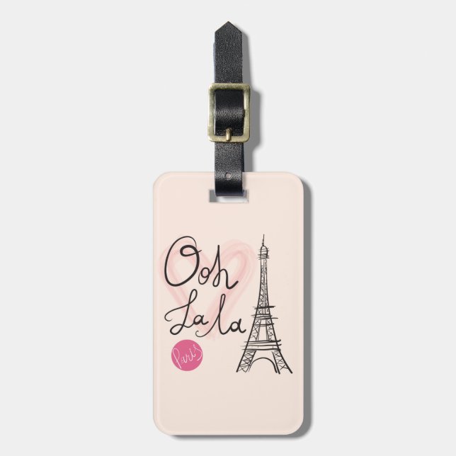Hand Drawn Eiffel Tower Luggage Tag (Front Vertical)