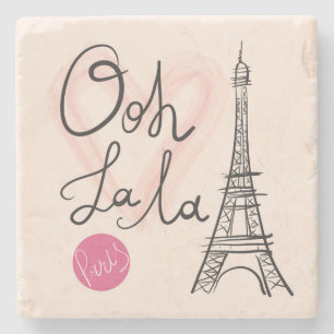 Hand Drawn Eiffel Tower Stone Coaster