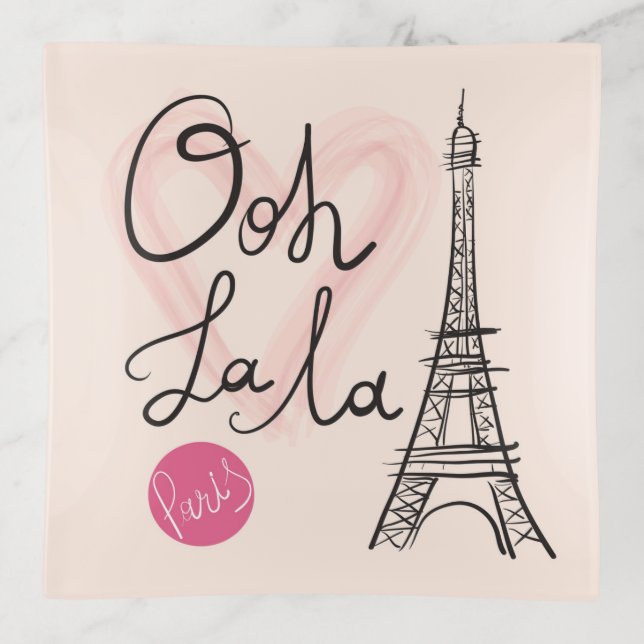 Hand Drawn Eiffel Tower Trinket Tray (Front)