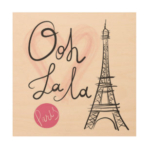 Hand Drawn Eiffel Tower Wood Wall Art