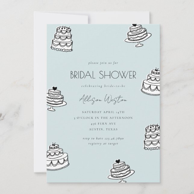 Hand Drawn Elegant Bridal Shower Invitation (Front)