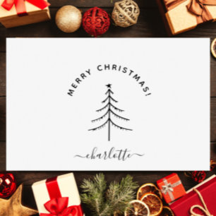 Hand-drawn Elegant Merry Christmas Holiday Rubber Stamp