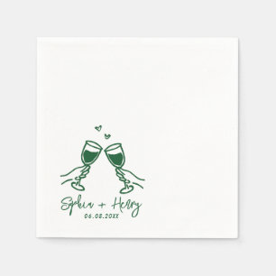 Hand Drawn Elegant Modern Cocktail Wedding Napkins