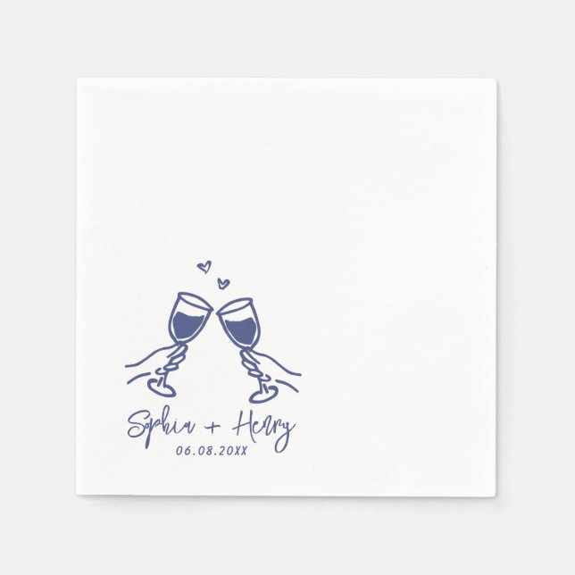 Hand Drawn Elegant Modern Cocktail Wedding  Napkins (Front)