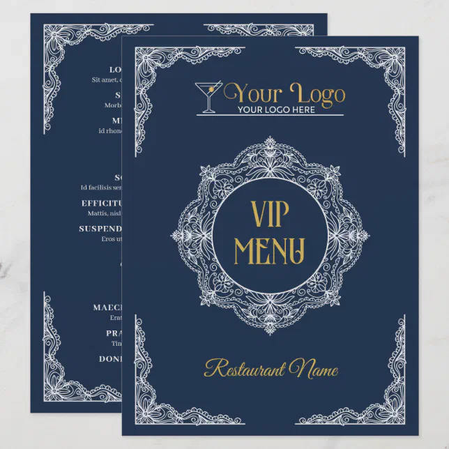 Hand-drawn Elegant Ornate Your Logo VIP Menu | Zazzle