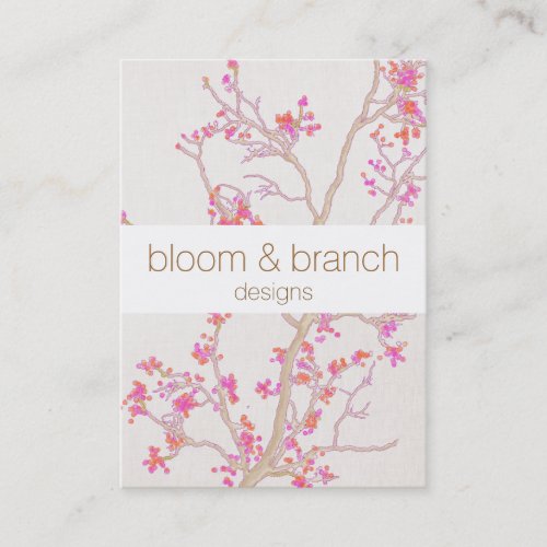 Hand Drawn Elegant Pink Cherry Blossoms Floral Business Card