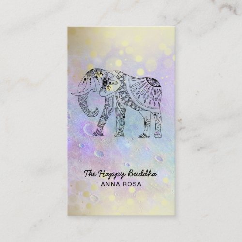  Hand Drawn Elephant Gold Glitter Buddha Pink Business Card
