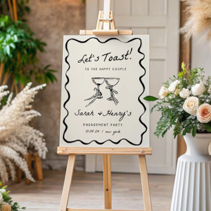 Hand Drawn Engagement Party Welcome Sign Champagne