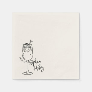 Hand Drawn Espresso Martini, Bar Cocktail Wedding  Napkins