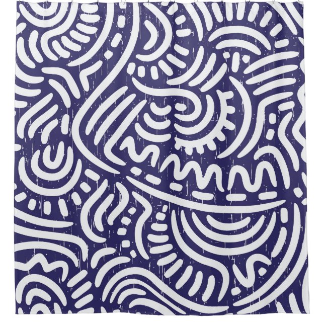 Hand-drawn ethnic elements, vibrant pattern. shower curtain (Front)
