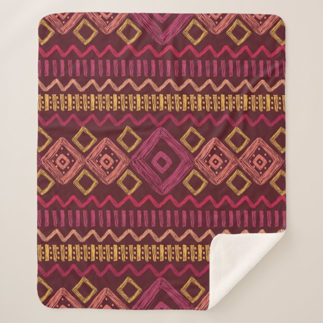 Hand drawn ethnic pattern: abstract seamless sherpa blanket (Front)