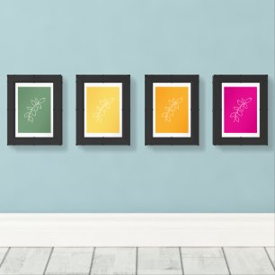 Hand Drawn Eucalyptus in Retro Hues Wall Art Sets