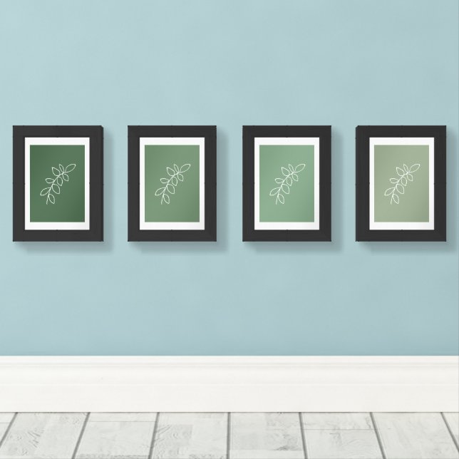 Hand Drawn Eucalyptus Leaf Art  Wall Art Sets (Wood Floor)