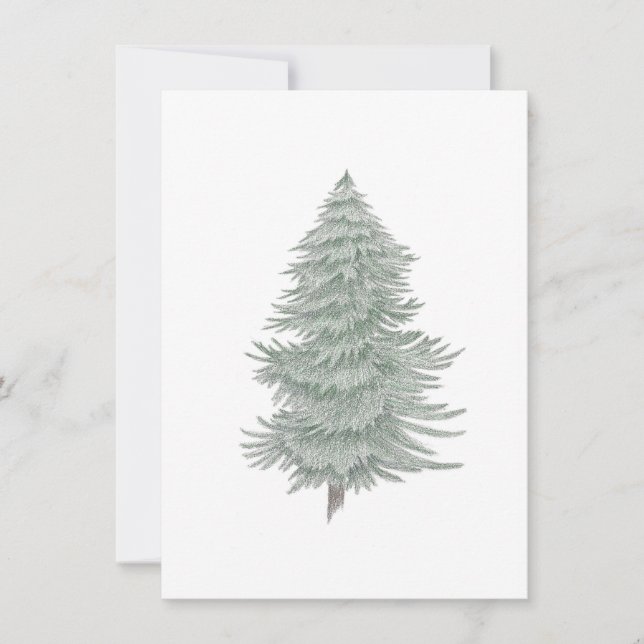 Hand Drawn Evergreen Tree 2 Note Card (Front)