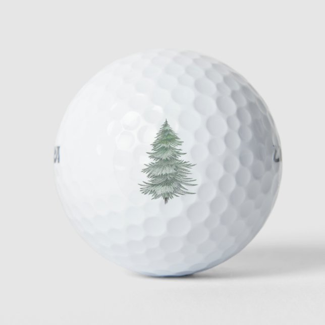 Hand Drawn Evergreen Tree  Golf Balls (Front)