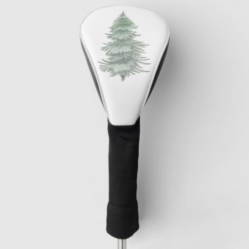 Hand Drawn Evergreen Tree  Golf Head Cover