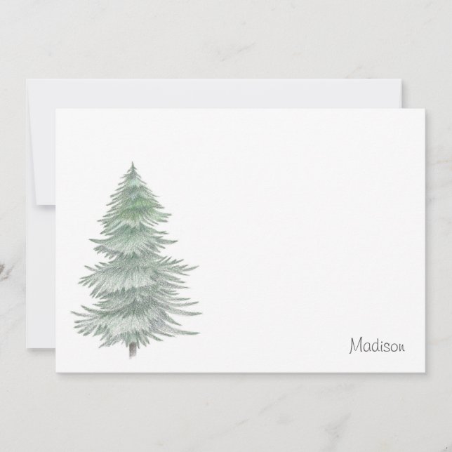 Hand Drawn Evergreen Tree  Note Card (Front)