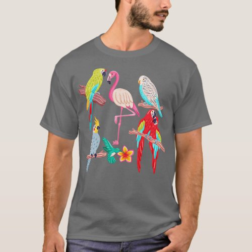 Hand drawn Exotic Bird Colorful T_Shirt