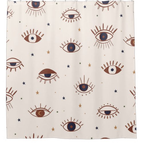 Hand Drawn Eyes Mystical Seamless Pattern Evil Ey Shower Curtain