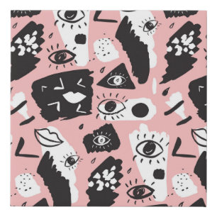 Hand-drawn eyes: trendy pattern faux canvas print
